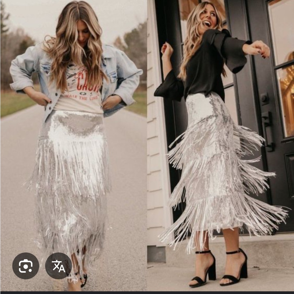 Anthropologie Maeve Tatiana Sequin Fringe Midi Maxi Skirt - Picture 2 of 11